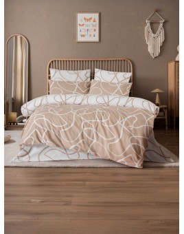 ETEHOMETEX Çift Kişilik Ranforce Pamuklu Lastikli Çarşaflı Nevresim Takımı MIX CAPİÇİNO 8696474232063